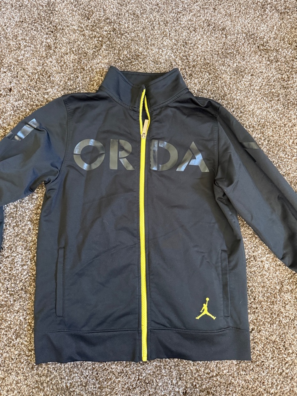 Jordan Black Track Jacket with Yellow Zip and Logo